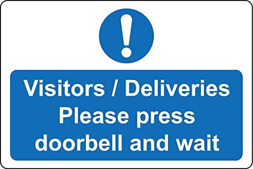 Visitors/Deliveries Please press doorbell and wait Sign - 3mm Aluminium sign (300mm x 200mm)