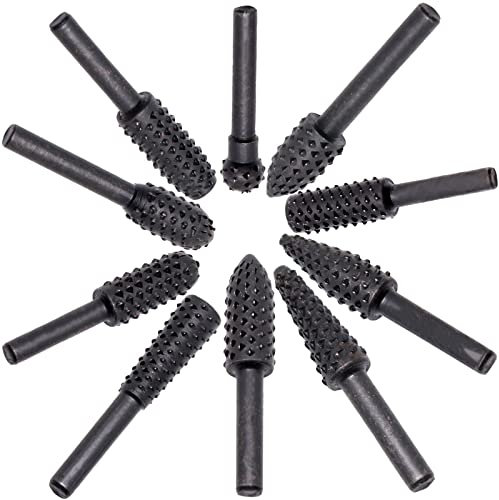 GDFYMI 10-teiliges Drehfräser-Set, Holzschnitz-Bits, 6,3 mm runder Schaft, Raspel, elektrische Feilen, Raspelbohrer, DIY-Holzbearbeitung, Raspelfeilen-Set zum Gravieren, Schleifen, Polieren, Nuten