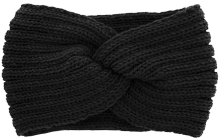 axy Damen Strick Stirnband mit Twist Knoten, Winter Haarband, Headband gestrickt Haarband (Schwarz)