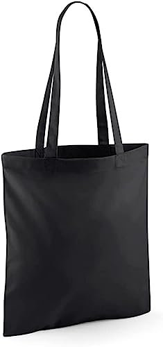 Wonky Line Baumwolltasche Stoffbeutel mit langen Henkeln 38x42cm - 100% Baumwolle Einkaufstasche wiederverwendbar waschbar nachhaltig umweltfreundlich - Schwarz