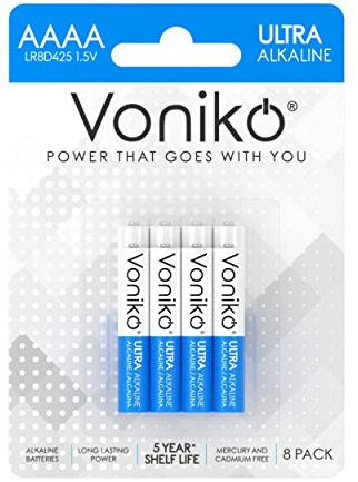 Olkieqz Voniko - Premium Grade AAAA Batteries (8 Pack) - Ultra Long Lasting, 5-Year Shelf Life, Leakproof 1.5V AAAA Alkaline Battery - Perfect for Cameras, Glucose and Stylus Pens, and More