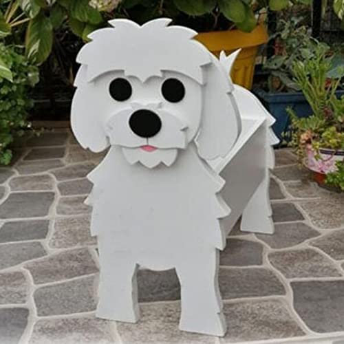 LDFHOIN Cartoon Hund Kreative PVC Blumentöpfe, Niedliche Hunde Blumentopf für Garten, Malteser Hunde Form Pflanzgefäß, Blume, Kaktus, Luftpflanzen, Geschenk für Hundeliebhaber