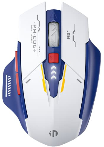 Uineer Maus kabellos, wiederaufladbare Maus -kabellos 2,4G USB-Computermaus, Batteriestatusanzeige,stille drahtlose Mäuse für Laptop -PC -Computer, 3 Ebenen DPI,Blau und weiß