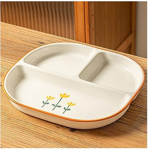 Set di Piatti in Ceramica da 9 Pollici, Vassoio da Pranzo Quadrato Diviso 3 sezioni Piatti Piani for Adulti - Set di stoviglie for Camper e Controllo delle porzioni - 1 Pezzo / 2 Pezzi / 4 Pezzi (col