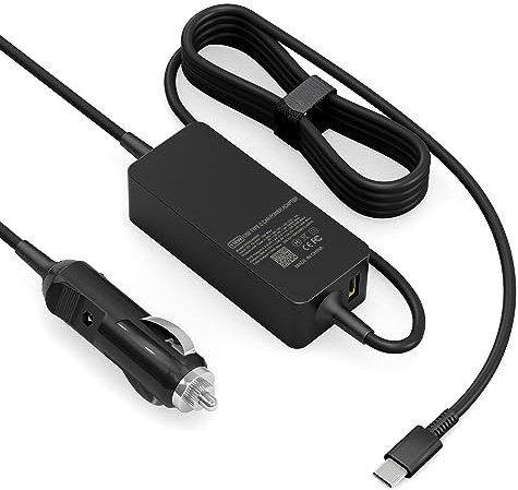 100W Laptop Car Charger USB C Car Charger Compatible with Dell Latitude/Precision/XPS, Compatible Mac Book Pro/Air,HP Spectre/Elitebook,Samsung Galaxy,Asus,acer,Lenovo ThinkPad/Yoga/Idea Car Charger