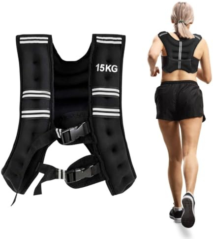 SPOTRAVEL 5kg/15kg Weight Vest, Workout Equipment Body Weight Vest with Adjustable Buckles & Mesh Bag, Sport Body Vest for Adult & Child