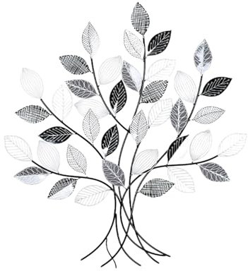 YIORYO Metall-Wandkunst for Wohnzimmer, Heimdekoration, Blätter, Wandskulptur, Baum des Lebens, handgefertigte Wanddekoration, Behänge for den Innen- und Außenbereich