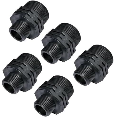 Suinga 5 x Maschio filettato in plastica 2 x 1 1/2, PN10, raccordi di compressione per filettatura, doppia filettatura maschio/maschio, nero