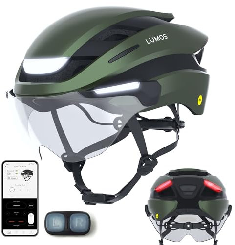 Lumos Ultra E-Bike Smart-Helm | NTA 8776 Zertifiziert | LED-Front- & Rücklichter | Einziehbares Visier | App-Steuerung | Für E-Bike, Scooter, Radfahren | Erwachsene, Männer, Frauen