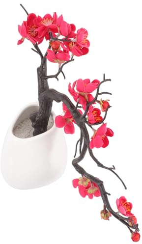 Ciieeo Flor de Ciruelo Artificial Maceta Bonsái Artificial para Centro de Mesa de Flores Artificiales Decoraciones de Plantas Artificiales Hogar Flor de Ciruelo Falsa Maceta Bonsái Falso