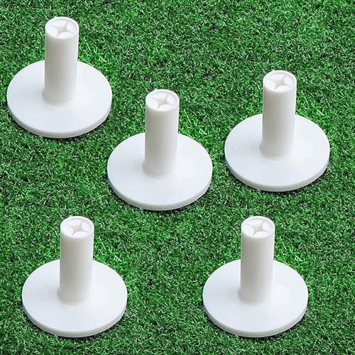 FINGER TEN Golf-Gummi-Tee-Driving Range, 5er-Pack, alle 5,1 cm für Innen- und Außenbereich, Übungsmatte, T-Adapter, weißes Tee-Halter-Set für Schlagmatten (Pure White 5 Pack All 1.5)