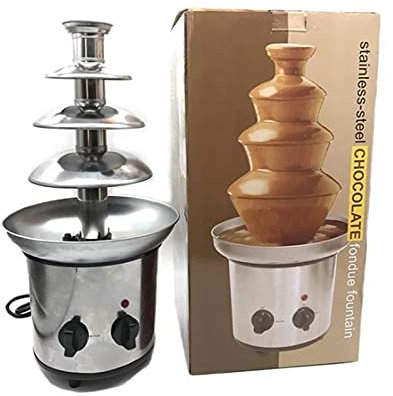 AINITAIFENG Stainless Steel 4 Tiers Chocolate Fountain Machine 1.8Kg Capacity Chocolate Fondue Waterfall Melting Tower, Adjustable Temperature, Quick Set