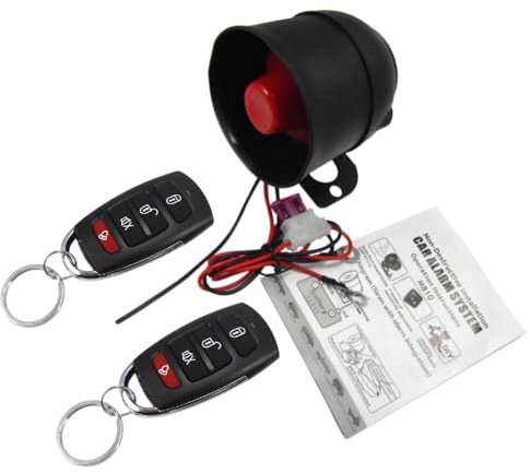 MASO Universal 12V Car Alarm Device System, Vehicle Security Protection System with 2 Remote Controls, Anti-Theft Device Car Horn Siren Alarm