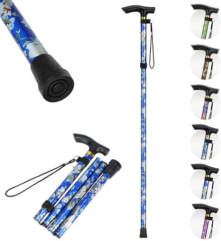 ‌supregear Bastón Plegable para Mujeres - Bastón Altura Ajustable 5 Niveles para Mayores y Discapacitados, Ligero con Diseño Floral