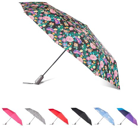 Totes Auto Open/Close Windproof Ultimate Compact Umbrella with UV and Water Repellent Protection
