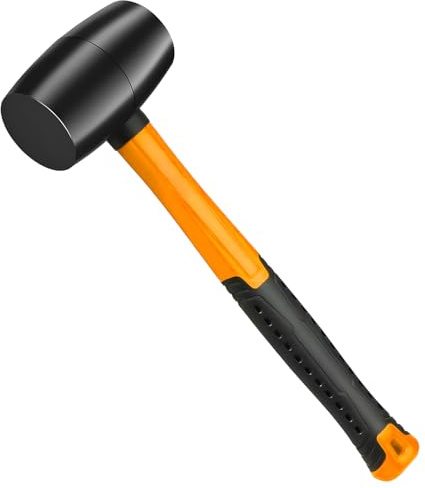Avilia Martello in Gomma con Manico in Fibra di Vetro - Martello Ergonomico per Lavoro, 30x11cm. Peso 675gr - Impugnatura Antiscivolo - Ideale per Costruzione e Arredamento