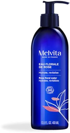 Melvita - Acqua Floreale di Rosa Rivitalizzante - Lozione Tonica Idratante e Rinfrescante - Idratante e Lenitiva, Rosa Damascena - 400 ml