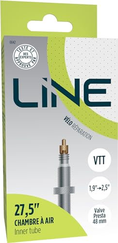 Chambre AIR DE 27,5X1,9 A 27,5X2,5 avec Valve Presta pour PNEUS ET Roues DE 27.5 Pouces - Line, Noir