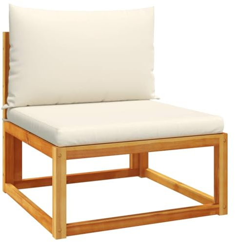 vidaXL Gartensofa ohne Armlehnen mit Kissen Holz Akazie & Rattan