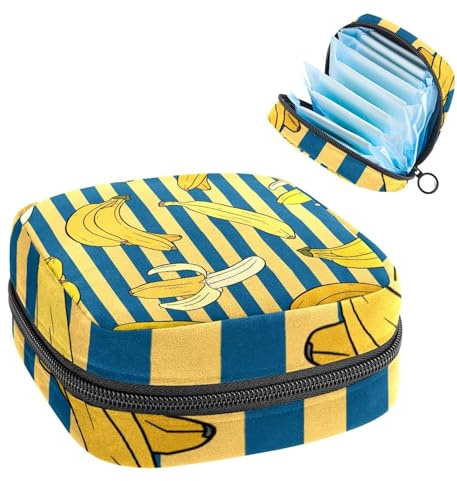 Borsa portaoggetti per assorbenti igienici, a righe di banana, per il primo ciclo mestruale, per ragazze e donne, per coppette mestruali femminili