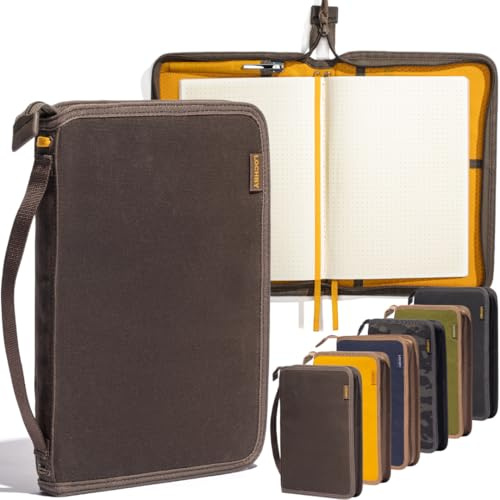 LOCHBY® Field Folio A5 | Reißverschluss-Journal-Notizbuch-Cover | Wasserabweisendes gewachstes Canvas | Enthaltenes Tomoe River Notizbuch | Perfekt für Reisen, Kunst, Bullet Journal