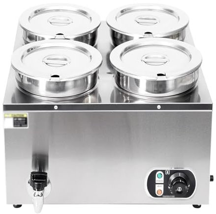 Scaldavivande Commerciale, 3 Teste, 4 Teste, Vaporiera Elettrica Da Banco In Acciaio Inossidabile, Temperatura Regolabile Da 30-85 ℃, Bagnomaria Con Anti-Scottatura E Pulsante Di Ripristino,4heads