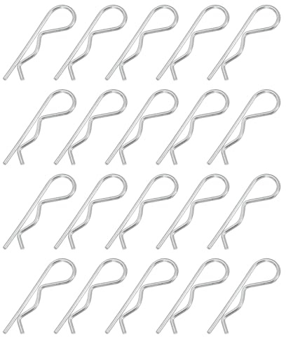 PATIKIL M3 x 75 mm Splintbolzen-Sortiment-Set, 20 Stück Heavy Duty R-Clips Hardware Pin Kohlenstoffstahl-Feder-Schnellverschlüsse Anhängersperre Rasenmäher LKW, Silber