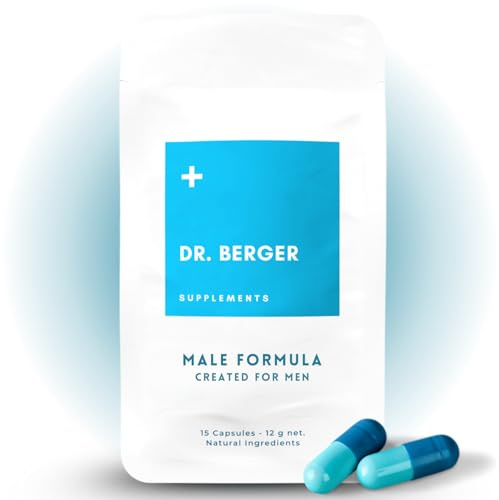 Dr. Berger Männer Formel – Maca, Tribulus, L-Arginin, Ginseng & Zink | Männer Formel mit Maca, Tribulus Terrestris, L-Arginin, Ginseng, Ginkgo Biloba & Zink – Nahrungsergänzung, 15 Kapseln