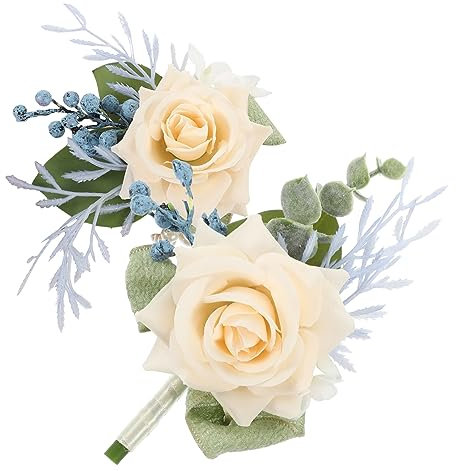 HIAKDOFT 1satz Künstliches Blumen-Set Teiliges Armkorsage Und Ansteckblumen-Set Für Braut Und Bräutigam Für Hochzeiten Feiern Und Besondere Anlässe Langlebig Und Elegant