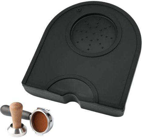 UEKPDM Coffee Tamper Mat, 14cm Silicone Anti-Slip Pad, Black | Non-Slip Base, Heat-Resistant, Protects Worktop, Easy Clean, for Espresso Machines & Barista Use