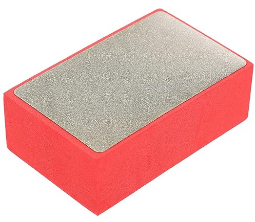 Almohadilla de Pulido de Diamante 100 Grano Manual para Vidrio | Esponja y Óxido de Silicio, 95mm X 58mm, Reutilizable, Rojo, para Baldosas y Hormigón