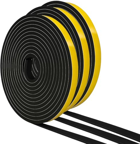 Burlete para Ventanas y Puertas - Burlete Espuma Adhesivo 3 x 5 m - Burlete Acústico para Persianas y Ventanas del Hogar - Material Ecológico, Resistente y Fácil Instalación(6mm*3mm)