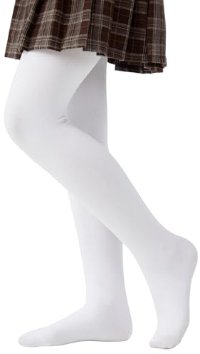 CozyWow Flickor termostrumpbyxor vinter termostrumpbyxor varma barn fluffig innerfleece, Vit, 11-13 år