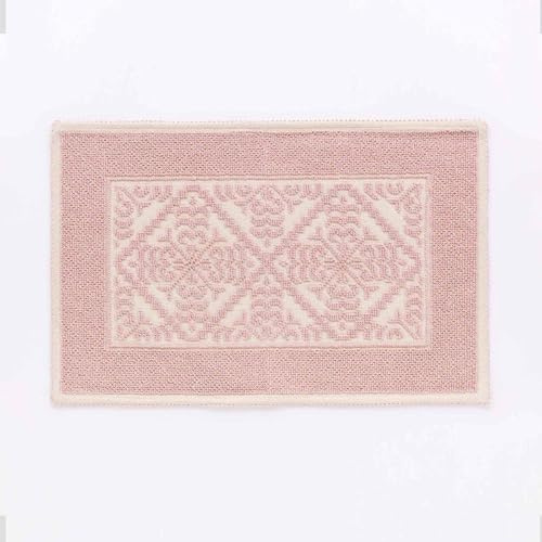 Generico Tappeto Sardo Art. Giglio Linea Oro Artigianale con Certificazione Oeko-Tex – Stile Tradizionale ed Ecologico – Lavabile e Resistente (Rosa, 80x150)