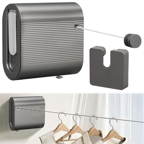 Domigard Filo per bucato allungabile | Stendibiancheria Retrattile da 4.2 metri | Regolabile e a Risparmio Spazio | Perfetto per Interni/Esterno | Acciaio Inox, Portata 20 kg