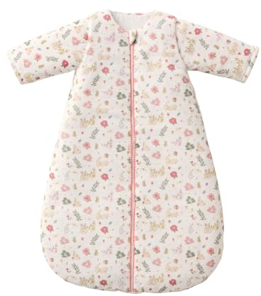 Vertbaudet Baby Winterschlafsack VERZAUBERTER HASE, abnehmbaren Ärmel & mitwachsend weiß Bedruckt 68CM