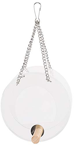 Acrylic Bird Feeder Box, Hanging Anti Scatter Feeding Box, Circular Transparent Bird Feeder with Steel Chain, Semi Closed Design for Easy Feeding, Leakproof and Splash Proof for Ou