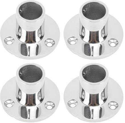 URSXODAWQ Base Rotonda per corrimano per Barche, Raccordo per corrimano in Acciaio Inossidabile 316 da 1 Pollice, Base Rotonda Resistente per Yacht e Barche, Base per corrimano da 4 Pezzi