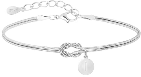 J.Fée Bracciale Donna con Iniziali Bracciale Nodo Bracciali Donna Oro A | Bracciali Donna Iniziale,Regalo Donna Regalo Amica Fidanzata Coppia