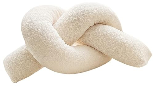 DUBTEDHOU Cuscino annodato tessuto a mano, cuscini decorativ Cuscino con nodo intrecciato a mano Nero Bianco 10x160 cm Decorazioni for la casa(White)