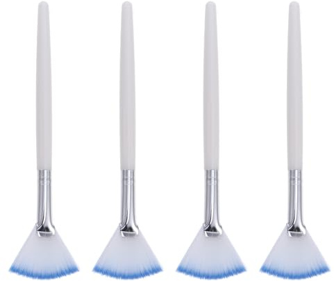 MALUGOGO 4 cepillos aplicadores de máscara facial de fibra y cómoda para la piel facial, mantiene las manos limpias, color blanco para uso en el hogar