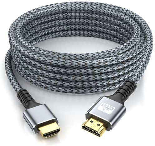 looyotul 8k Cable HDMI 10m ultra alta velocidad HDMI 2.1 Cable 8K@60HZ 4K@120HZ Línea 48 Gbps para tvad,ps4,ps5,Monitor laptop,xbox,hdcp 2.2 y 2.3,soporte hdr,earc,ethernet.(Plateado)