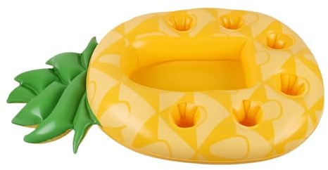Portabebidas hinchable – Portavasos hinchable colorido flotante con forma de piña | Bandeja para piscina decorativa estable multifuncional de PVC, posavasos para playa