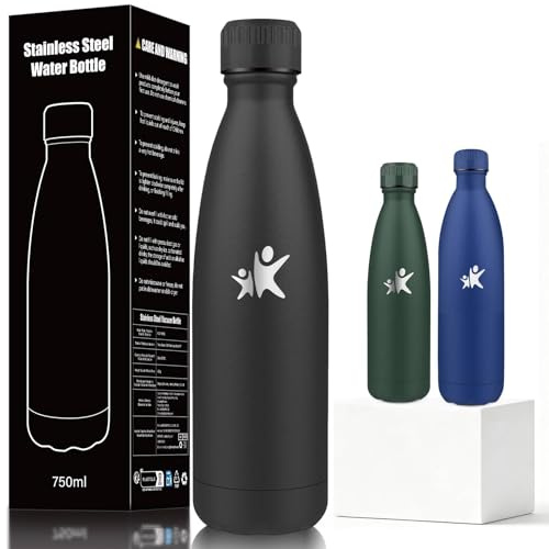 Mujigaga Botella Termica 750ml, Botellas Termicas, sin BPA, Garrafa Termica, A Prueba de Fugas, Termo Agua Fria, Aislamiento al Vacío, Cantimplora Infantil, Cantimplora para Escuela, Cámping, Oficina