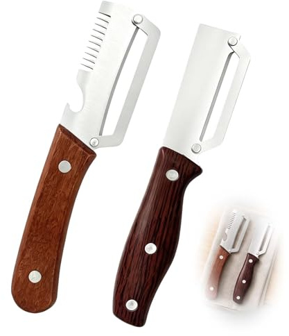 2 Pièces Éplucheur Cuisine Multifonction avec Râpe Intégrée et Ouvre-Bouteille, Éplucheur Légumes Ergonomique Antirouille pour Pommes de Terre, Carottes, Salades, Camping et Usage Quotidien