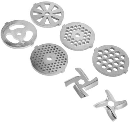 LAPYAPPE Juego de 7 Piezas de Cuchillas para Picadora de Carne Manual de Aleación de Aluminio Plata con Diseño de Montaje Fácil para Uso en Cocina
