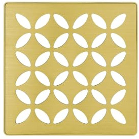 Schluter Kerdi-Drain Floral Shower Grate Kit with Integrated Bonding Flange - Ideal for Tile Showers - Stainless Steel, 4 Grate, Square, Brushed Classic Gold Finish - KDIF4GRKEBCGD5