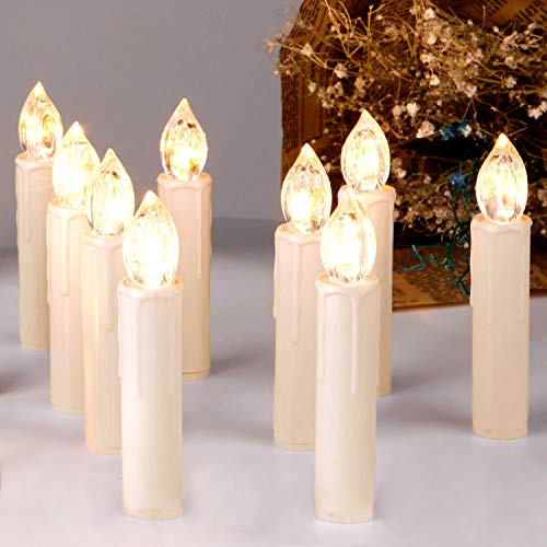 CCLIFE Velas de LED Navidad Velas Inalámbricas Velas de árbol de Navidad Vela Luz Led con Temporizador de control remoto, Color:DKLBK005A0020beg