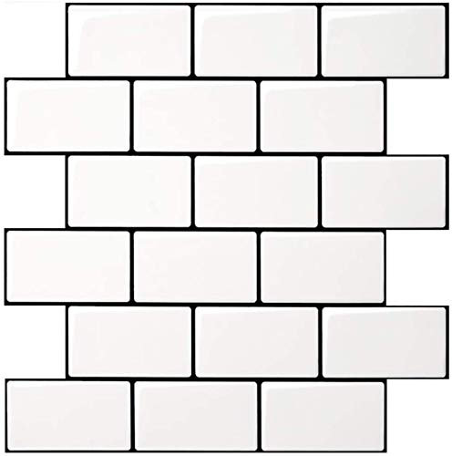 Art3d 10 Piezas Azulejos Adhesivos Engrosadas, Pegatinas de Baldosas para Cocina y Baño, Azulejos de Vinilo