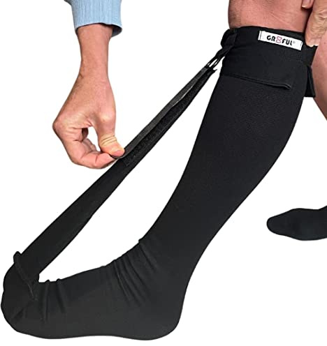 gr8ful® Calzettoni da notte per fascite plantare, calze a compressione dorsale per tendinite di Achille e trattamento fascite plantare, leggero, nero (s/m)